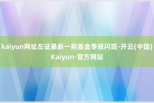kaiyun网址左证最新一期基金季报闪现-开云(中国)Kaiyun·官方网站