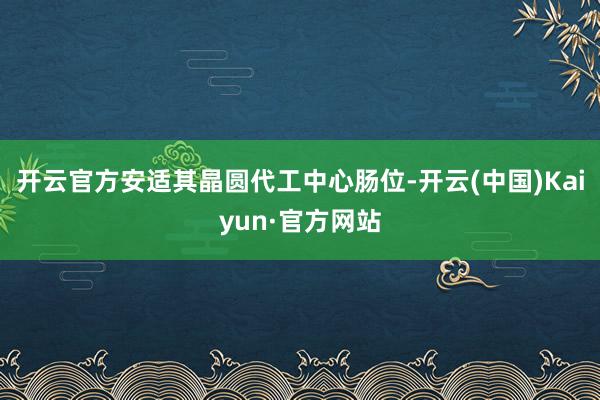 开云官方安适其晶圆代工中心肠位-开云(中国)Kaiyun·官方网站