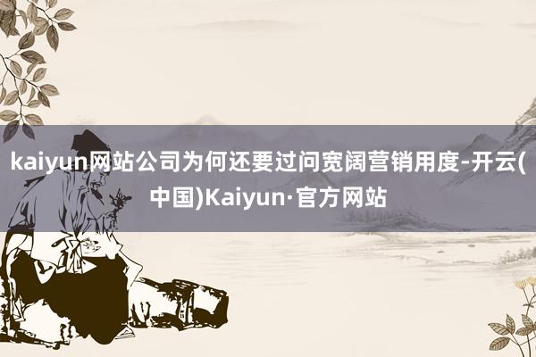kaiyun网站公司为何还要过问宽阔营销用度-开云(中国)Kaiyun·官方网站